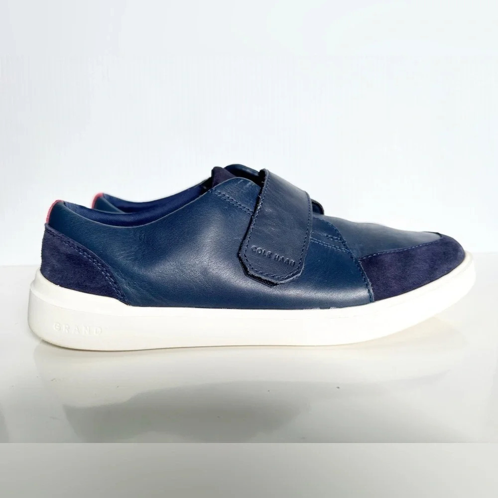 Cole Haan Grand Crosscourt Monk Strap City Sneakers Blue Suede & Leather Size 9